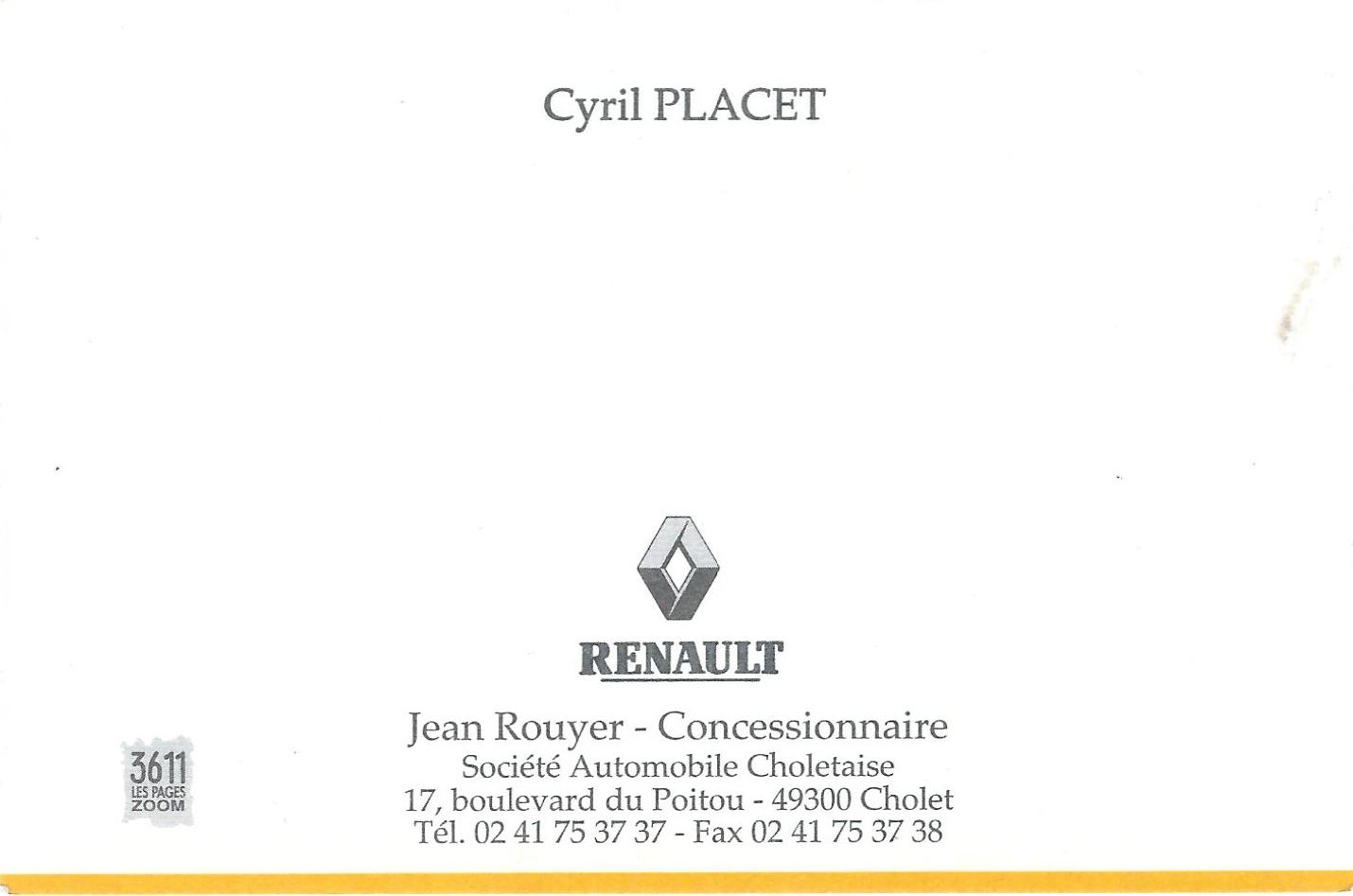 carte de visite Renault Cholet